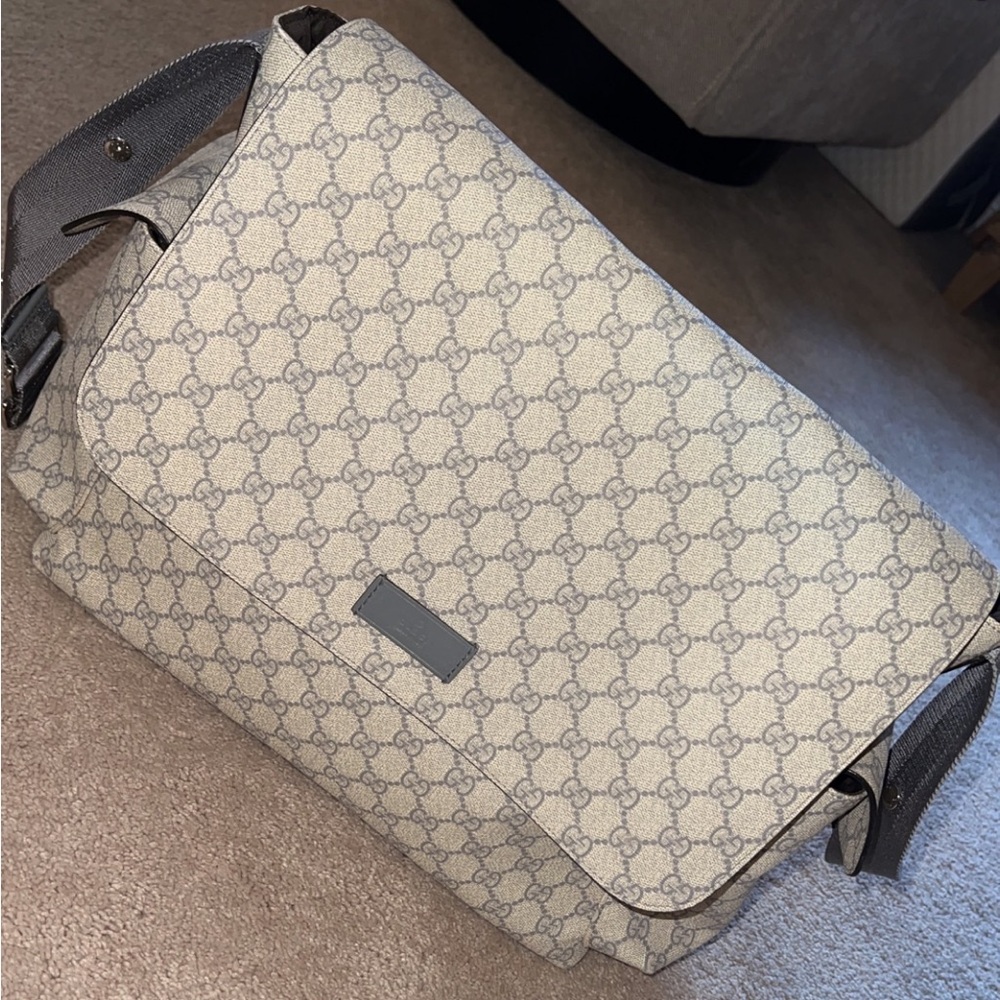 Gucci canvas diaper bag